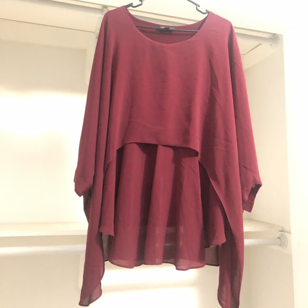 DG2 By Diane Gilman Rare Maroon Top Multiple Layers Sz L Smoke Free Home
